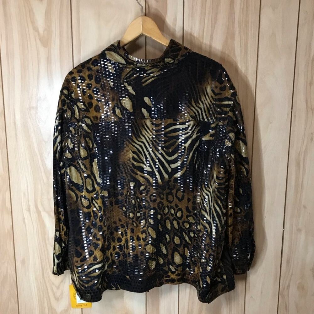 NWT Ruby Rd. Animal Print Collared Long Sleeve Ja… - image 2